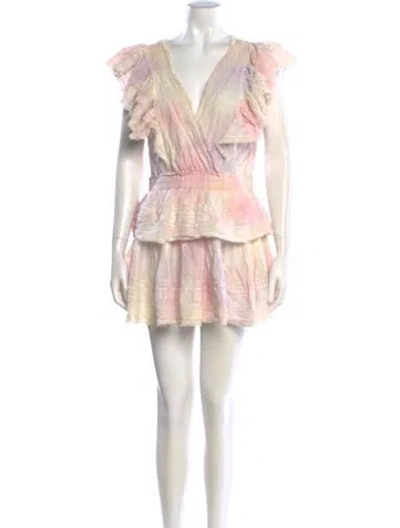 Pre-owned Loveshackfancy Printed Mini Dress In Neutral