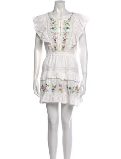 Pre-owned Loveshackfancy Printed Mini Dress In Neutral