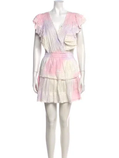 Pre-owned Loveshackfancy Printed Mini Dress In Neutral