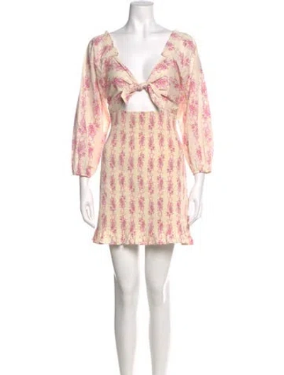 Pre-owned Loveshackfancy Printed Mini Dress In Neutral