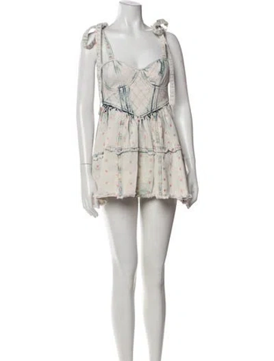Pre-owned Loveshackfancy Printed Mini Dress In Neutral