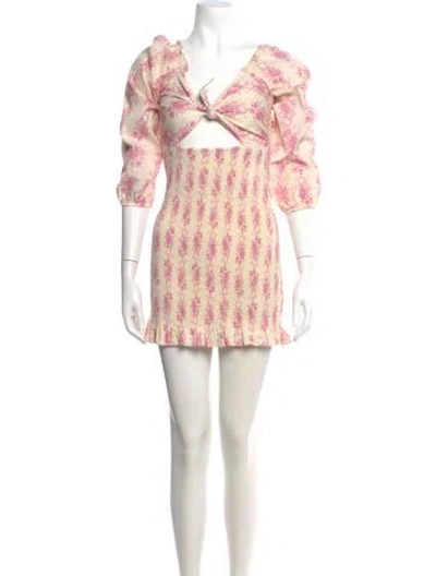 Pre-owned Loveshackfancy Printed Mini Dress In Neutral