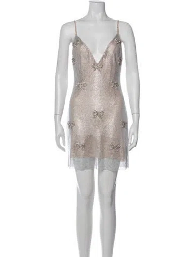 Pre-owned Loveshackfancy Printed Mini Dress In Neutral