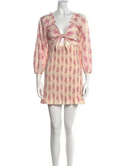 Pre-owned Loveshackfancy Printed Mini Dress In Neutrals