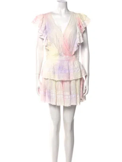 Pre-owned Loveshackfancy Printed Mini Dress In Neutrals