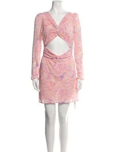 Pre-owned Loveshackfancy Printed Mini Dress In Orange