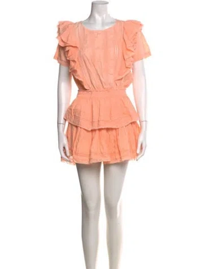 Pre-owned Loveshackfancy Printed Mini Dress In Orange