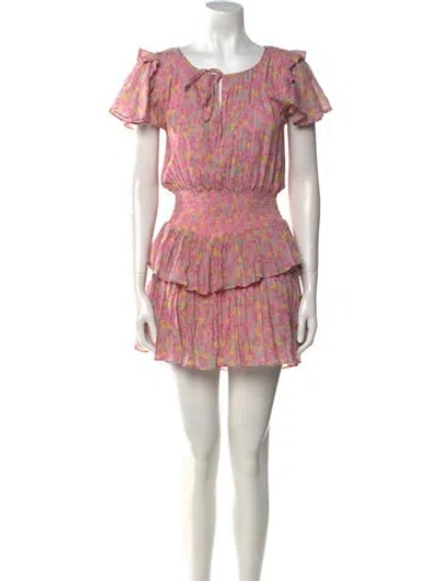 Pre-owned Loveshackfancy Printed Mini Dress In Pink