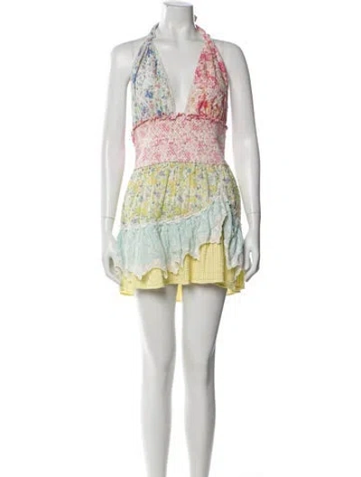 Pre-owned Loveshackfancy Printed Mini Dress In Pink