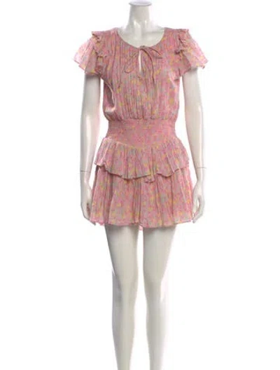 Pre-owned Loveshackfancy Printed Mini Dress In Pink