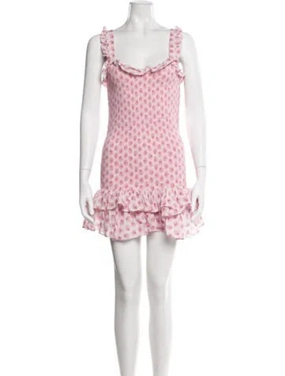 Pre-owned Loveshackfancy Printed Mini Dress In Pink
