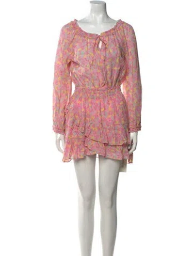 Pre-owned Loveshackfancy Printed Mini Dress In Pink