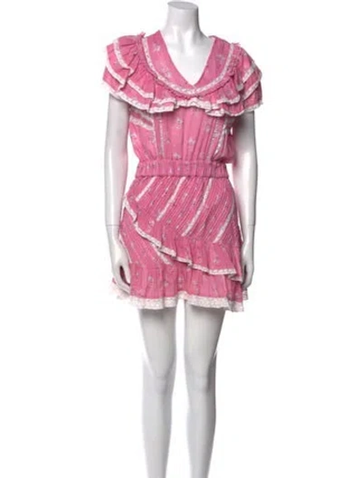 Pre-owned Loveshackfancy Printed Mini Dress In Pink