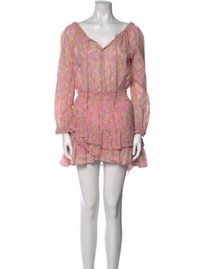 Pre-owned Loveshackfancy Printed Mini Dress In Pink
