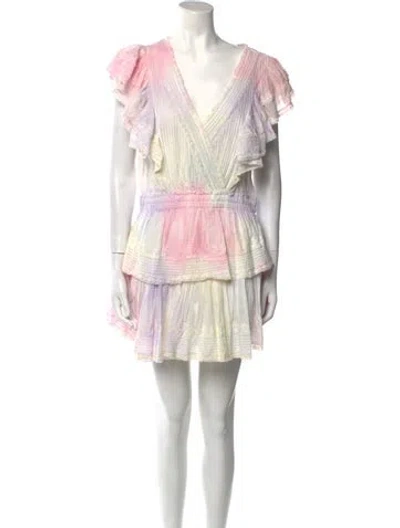 Pre-owned Loveshackfancy Printed Mini Dress In Pink