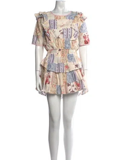 Pre-owned Loveshackfancy Printed Mini Dress In Pink