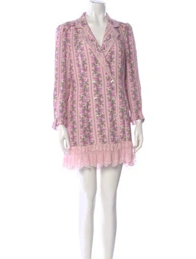 Pre-owned Loveshackfancy Printed Mini Dress In Pink