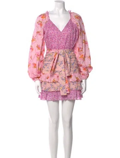 Pre-owned Loveshackfancy Printed Mini Dress In Pink
