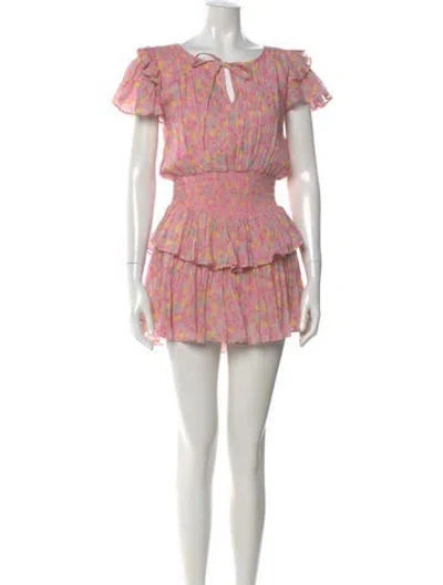 Pre-owned Loveshackfancy Printed Mini Dress In Pink
