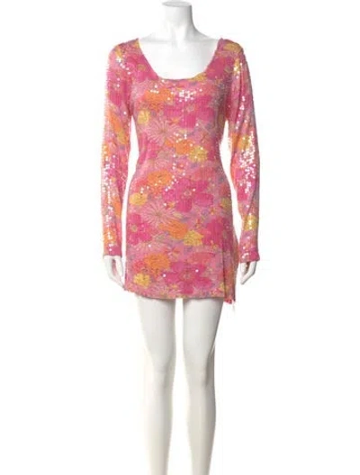 Pre-owned Loveshackfancy Printed Mini Dress In Pink