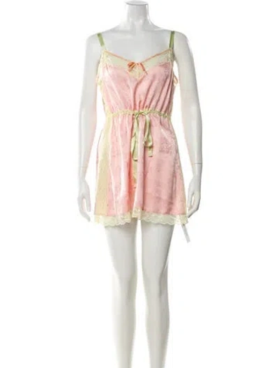 Pre-owned Loveshackfancy Printed Mini Dress In Pink