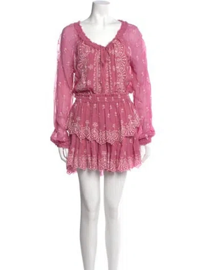 Pre-owned Loveshackfancy Printed Mini Dress In Pink