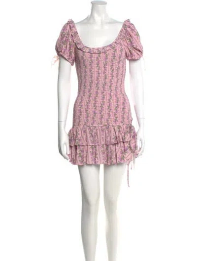 Pre-owned Loveshackfancy Printed Mini Dress In Pink