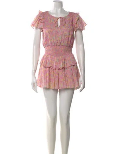 Pre-owned Loveshackfancy Printed Mini Dress In Pink