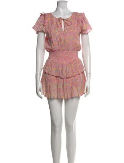 Pre-owned Loveshackfancy Printed Mini Dress In Pink