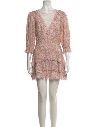 Pre-owned Loveshackfancy Printed Mini Dress In Pink