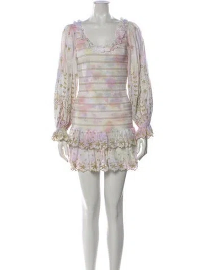 Pre-owned Loveshackfancy Printed Mini Dress In Pink