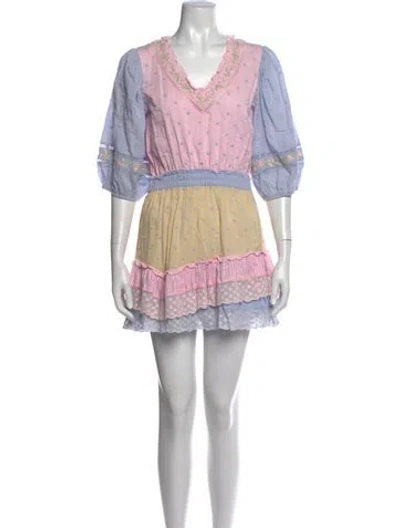 Pre-owned Loveshackfancy Printed Mini Dress In Pink