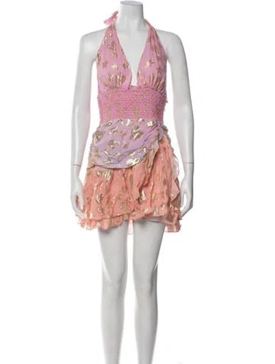 Pre-owned Loveshackfancy Printed Mini Dress In Pink