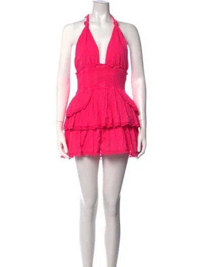 Pre-owned Loveshackfancy Printed Mini Dress In Pink