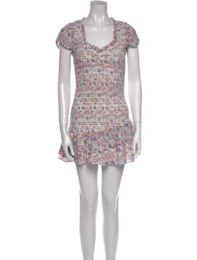 Pre-owned Loveshackfancy Printed Mini Dress In Purple