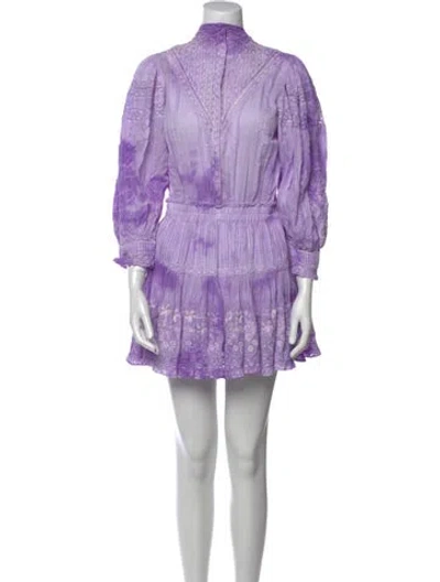 Pre-owned Loveshackfancy Printed Mini Dress In Purple