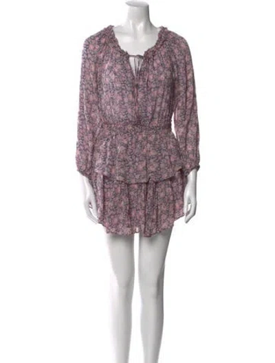 Pre-owned Loveshackfancy Printed Mini Dress In Purple