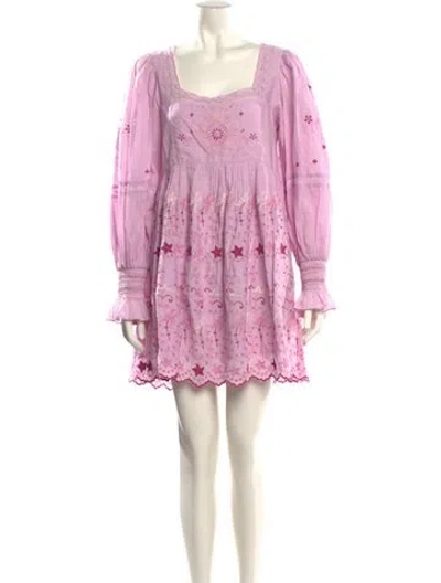 Pre-owned Loveshackfancy Printed Mini Dress In Purple