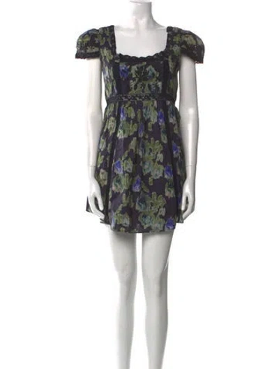 Pre-owned Loveshackfancy Printed Mini Dress In Purple