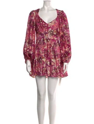 Pre-owned Loveshackfancy Printed Mini Dress In Purple