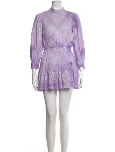 Pre-owned Loveshackfancy Printed Mini Dress In Purple