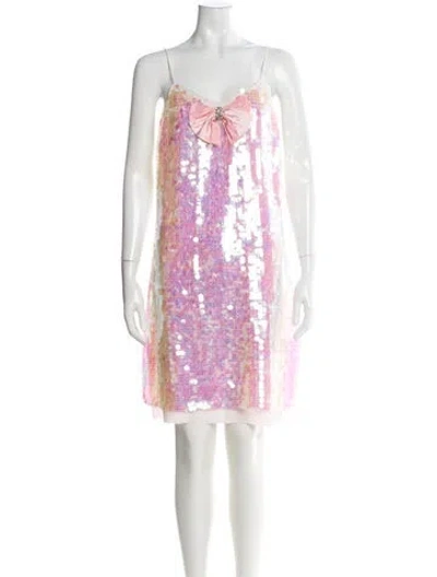 Pre-owned Loveshackfancy Printed Mini Dress In Purple