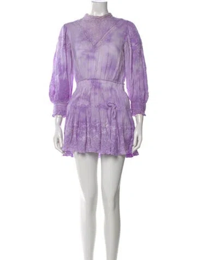 Pre-owned Loveshackfancy Printed Mini Dress In Purple