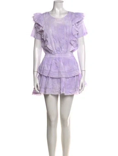 Pre-owned Loveshackfancy Printed Mini Dress In Purple