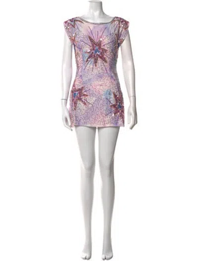 Pre-owned Loveshackfancy Printed Mini Dress In Purple