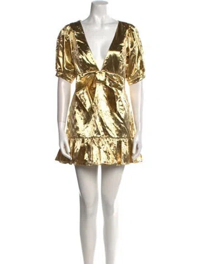 Pre-owned Loveshackfancy Printed Mini Dress In Silver