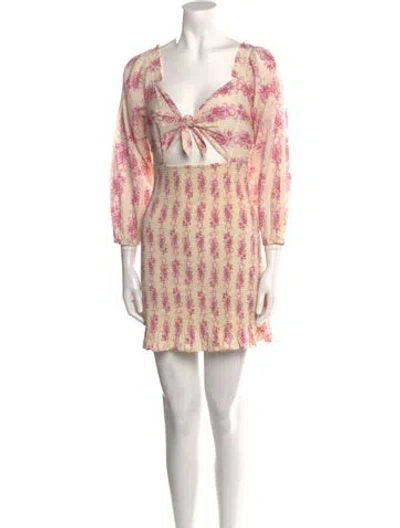 Pre-owned Loveshackfancy Printed Mini Dress W/ Tags In Neutral