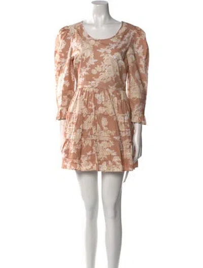 Pre-owned Loveshackfancy Printed Mini Dress W/ Tags In Neutral