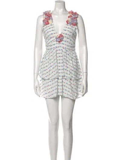 Pre-owned Loveshackfancy Printed Mini Dress W/ Tags In White