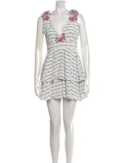 Pre-owned Loveshackfancy Printed Mini Dress W/ Tags In White